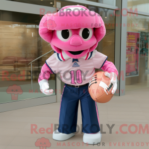 Maskottchenfigur eines rosa...