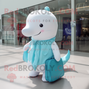 Cyan Beluga Whale maskot...