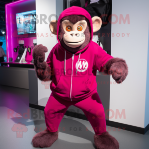 Magenta Monkey mascot costume character dressed with a Sweatshirt and Anklets