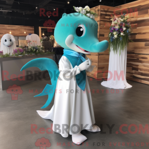 Mascot character of a Teal...
