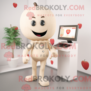 Maskotkarakter av et beige...