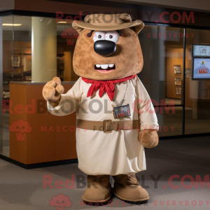 Mascot character of a Tan...