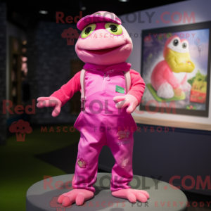 Maskotki av en rosa frosk...
