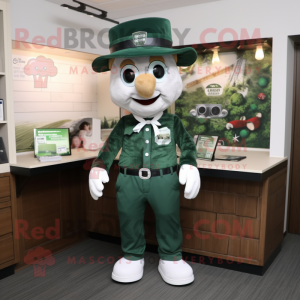 Forest Green Doctor mascot costume character dressed with a Oxford Shirt and Caps