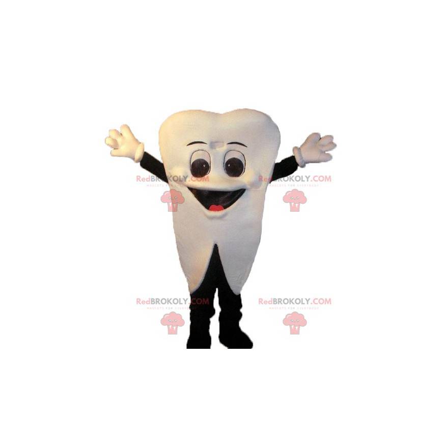 Mascota de diente blanco gigante y sonriente - Redbrokoly.com