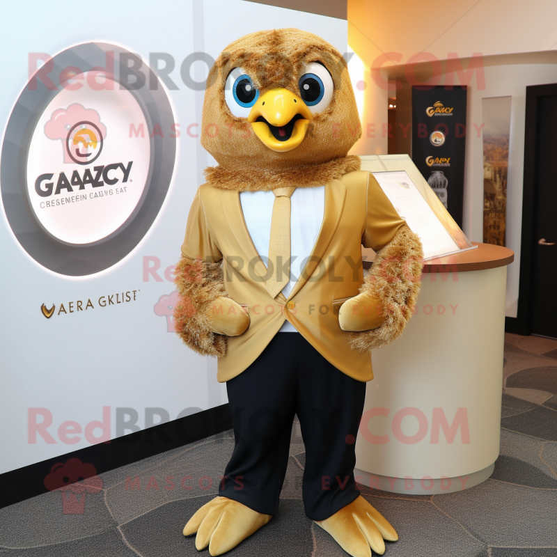 Gold Alliance mascot costume character dressed with a Blazer and Shawls