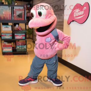 Mascot character of a Pink...