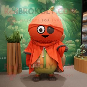 Rust Melon mascot costume character dressed with a Shorts and Shawls