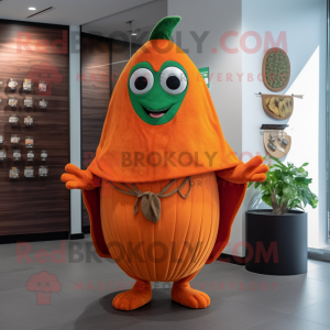 Rust Melon mascot costume character dressed with a Shorts and Shawls