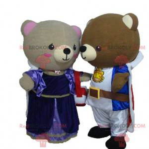 2 bjørnemaskoter kledd som prinsesse og ridder - Redbrokoly.com