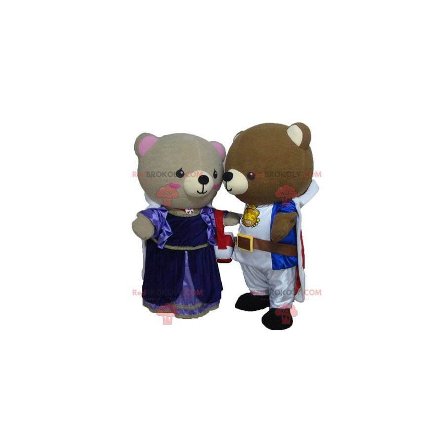 2 bear mascots dressed as princess and knight - Redbrokoly.com