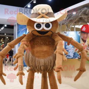 Brown Spider mascot costume character dressed with a Bikini and Hats