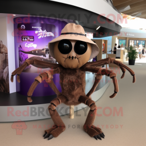 Brown Spider mascot costume character dressed with a Bikini and Hats