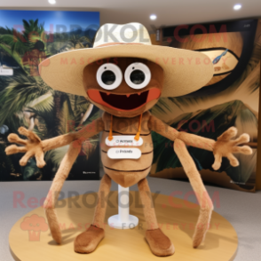 Brown Spider mascot costume character dressed with a Bikini and Hats