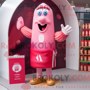 Maskotkarakter av en rosa...