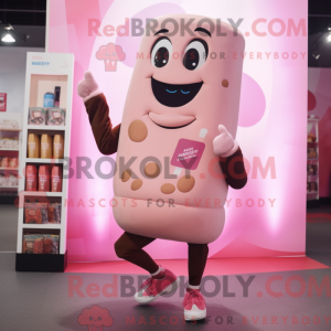 Maskotkarakter av en rosa...