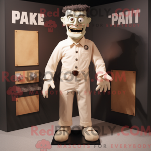 Maskot-karakter av en beige...