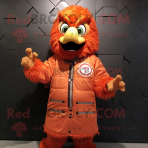 Orange Chicken Parmesan mascot costume character dressed with a Parka and Cummerbunds