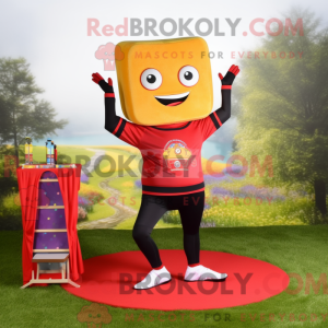 Maskot karakter af en rød...