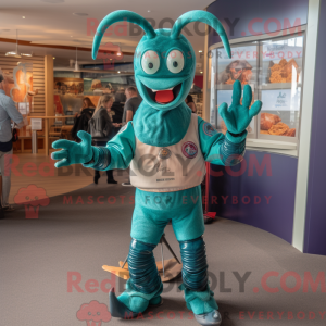 Mascot character of a Teal...