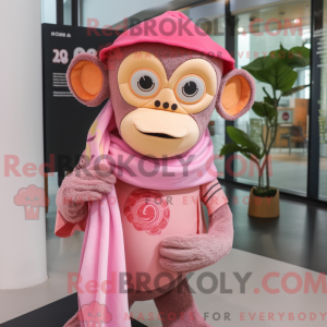 Maskotkarakter av en rosa...
