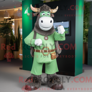 Maskot karaktär av en grön...