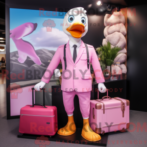 Mascottefiguur van een roze...