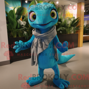 Maskot karakter af en cyan...