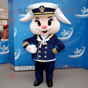 Navy Horseshoe mascot costume character dressed with a Blouse and Wraps