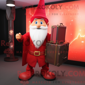 Maskot karakter af en rød...