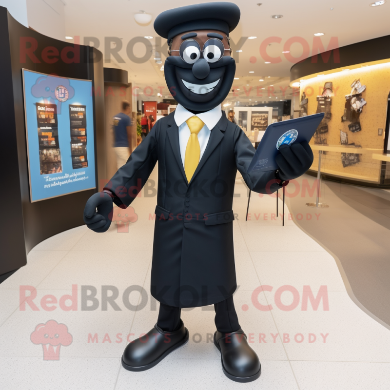 Black Attorney mascot costume character dressed with a Jeans and Foot pads