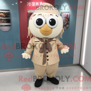 Maskot karakter af en beige...
