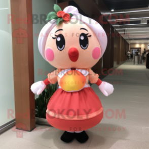 Peach Alliance mascot costume character dressed with a Blouse and Headbands