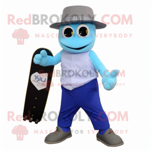 Himmelblå skateboard maskot...