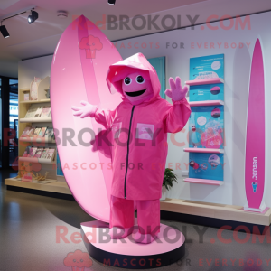 Maskotkarakter av et rosa...