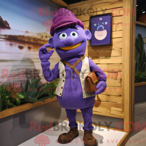 Maskot karakter af en lilla...