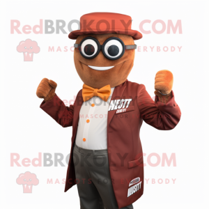 Rust Momentum mascot costume character dressed with a Blazer and Headbands