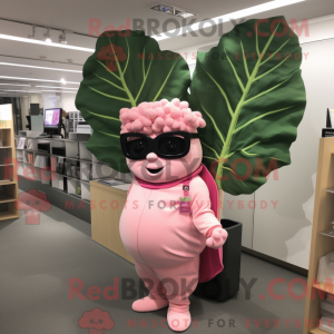 Maskotkarakter av et rosa...