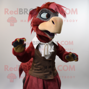 Maroon Utahraptor maskot...