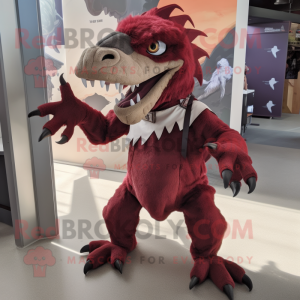 Maroon Utahraptor maskot...