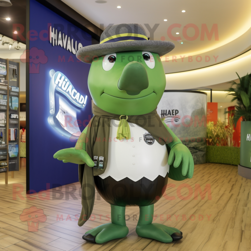 Olive Humpback Whale mascot costume character dressed with a Trousers and Headbands Olive Humpback Whale mascot costume character dressed with a Trousers and Headbands