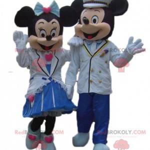 2 roztomilé dobře oblečené maskoty Minnie a Mickey Mouse -