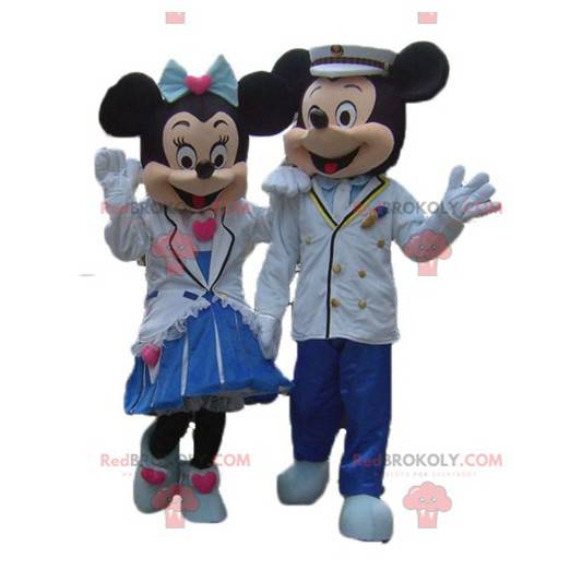 2 cute well dressed Minnie and Mickey Mouse mascots -