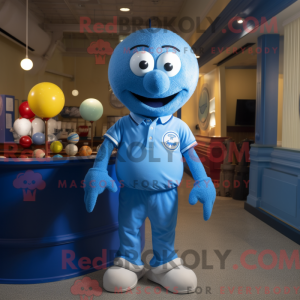Mascot karakter van blauwe...