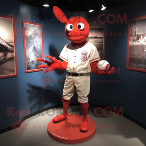 Silver Lobster Bisque mascot costume character dressed with a Baseball Tee and Cufflinks