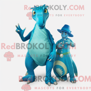 Maskot karakter av en cyan...