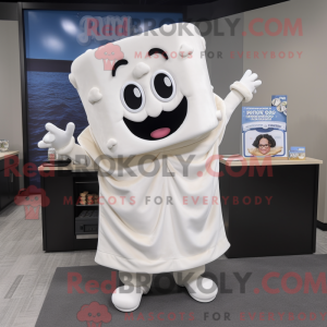 Maskot postava bílé lasagne...