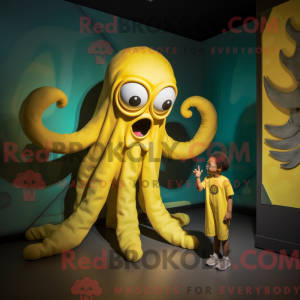 Maskot karakter af en gul...