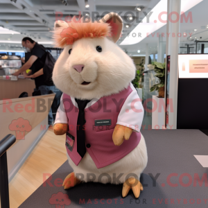 Maskotkarakter av en rosa...