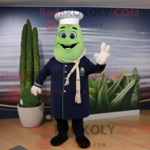 Personagem de máscara de Navy Asparges com macacão e gorros - Mascotes de espargos - REBROKO_430995 - RedBrokoly.com